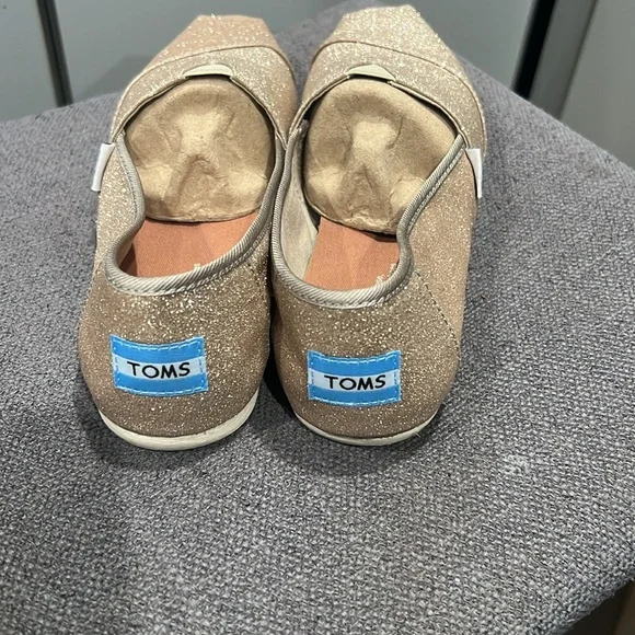 TOMS Women's Sparkling Beige Flats Toms Alpargata Gold Metallic shoes size W 7.5 - Picture 3 of 4